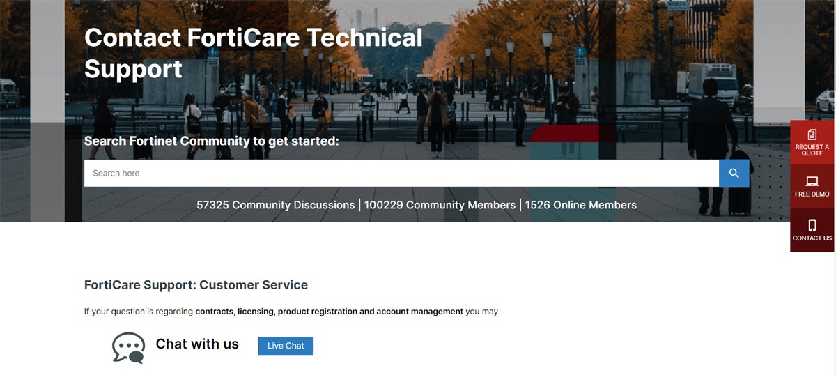 Fortinet customer support portal.