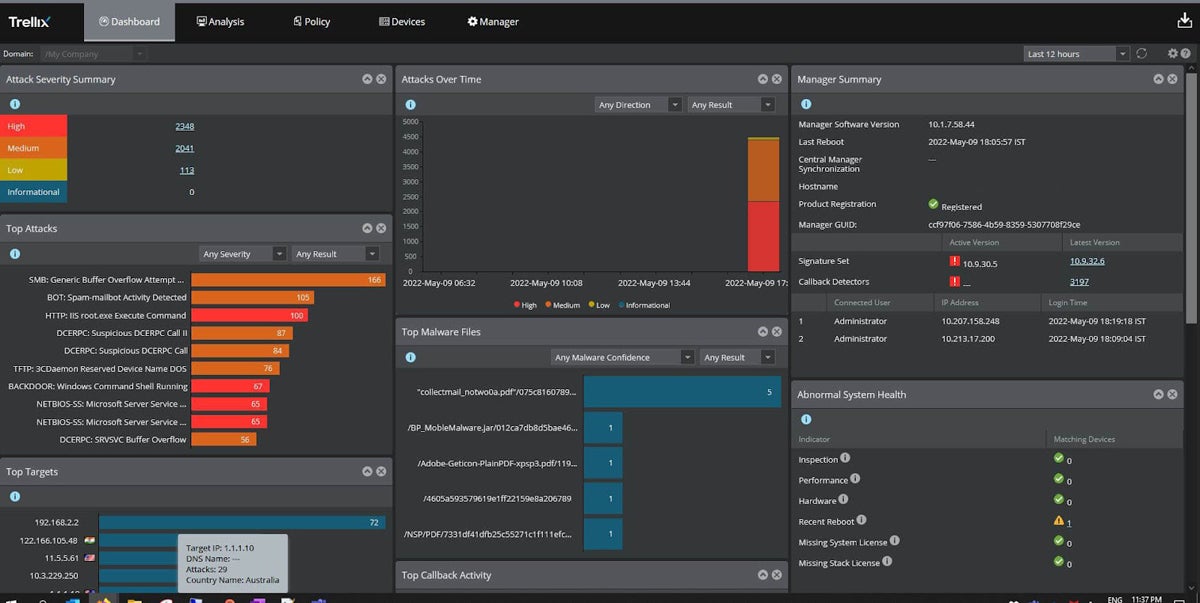 Trellix IPS interface.