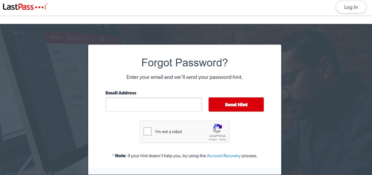 LastPass Master Password Request Screenshot