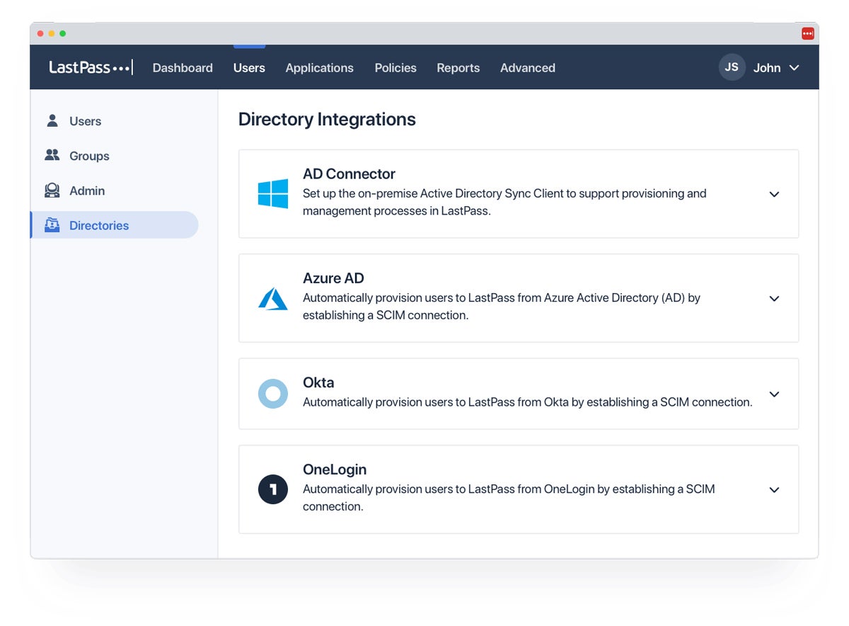 LastPass Directory Integration Options for Business License