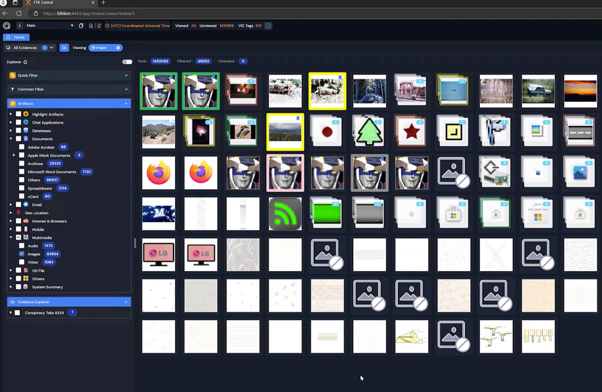 Exterro FTK interface.