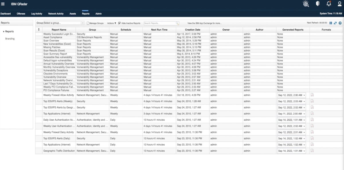 IBM QRadar SIEM and Forensics interface.