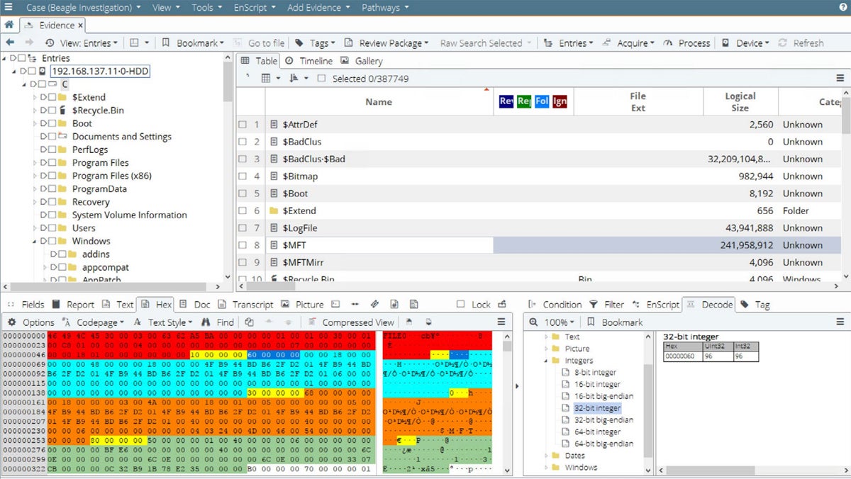 OpenText EnCase Forensic interface.