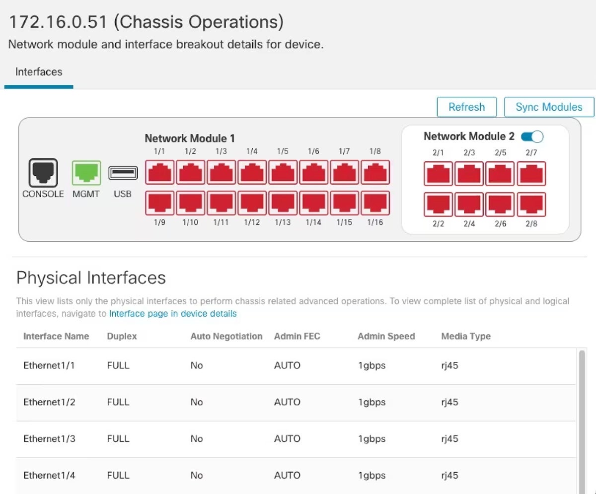 Cisco Secure Firewall interface.