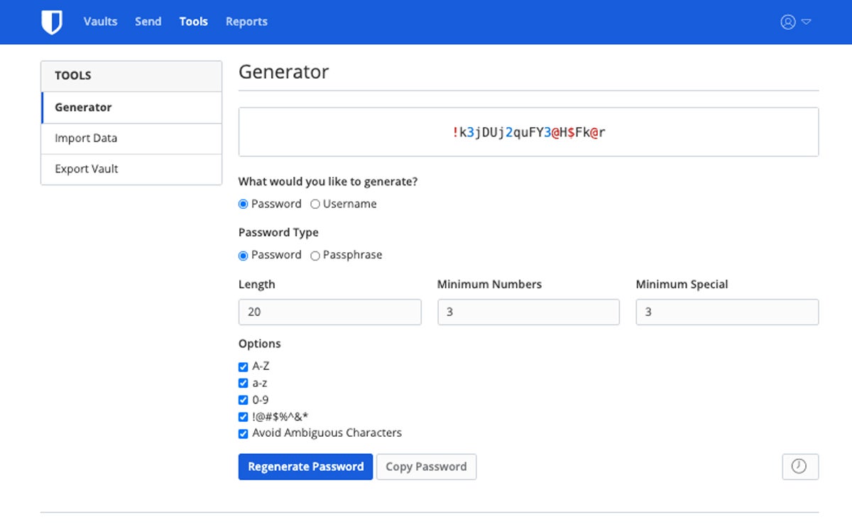Bitwarden Password Generator Screenshot