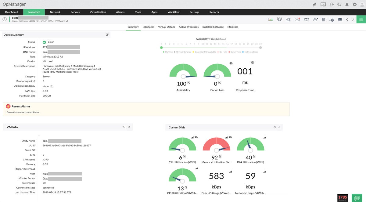 ManageEngine interface.