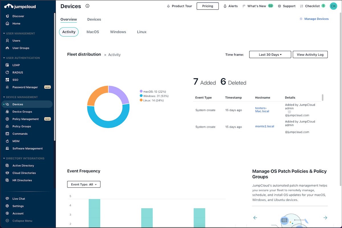 JumpCloud interface.