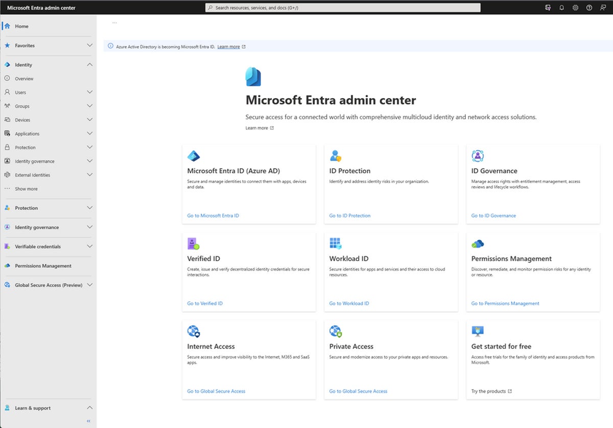 Microsoft Entra ID interface.