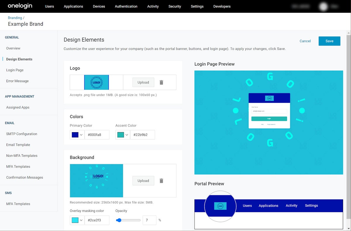 OneLogin interface.
