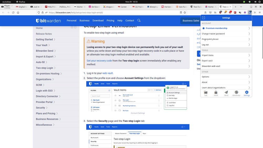 Bitwarden interface.
