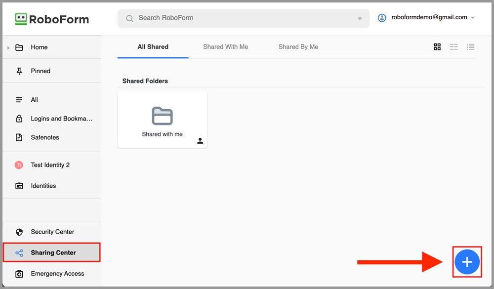 Roboform interface.
