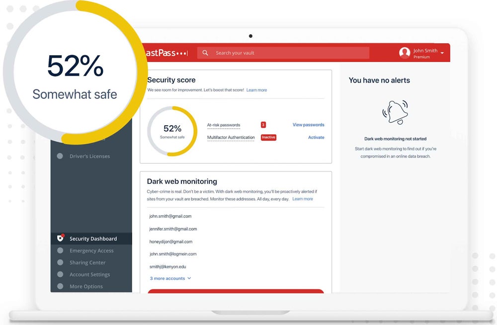 LastPass dark web monitoring.