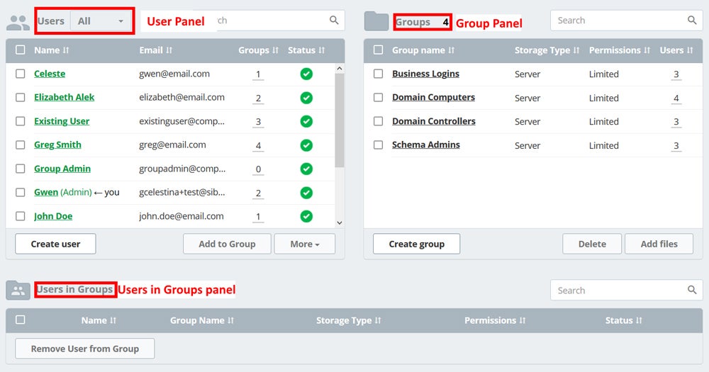 User and groups management in RoboForm.