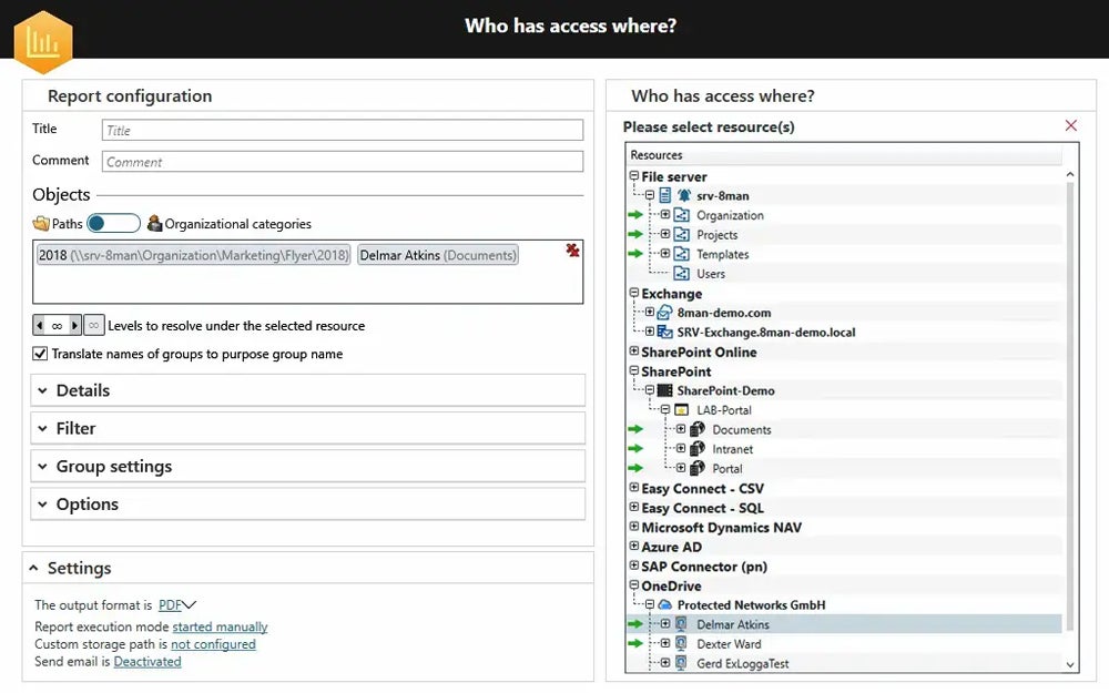 Sample access restriction from SolarWinds’ access rights management dashboard.