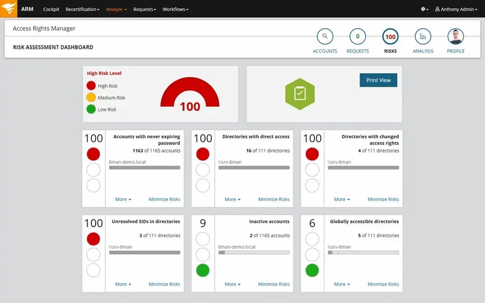 Sample security audit tool for risk assessments from SolarWinds.