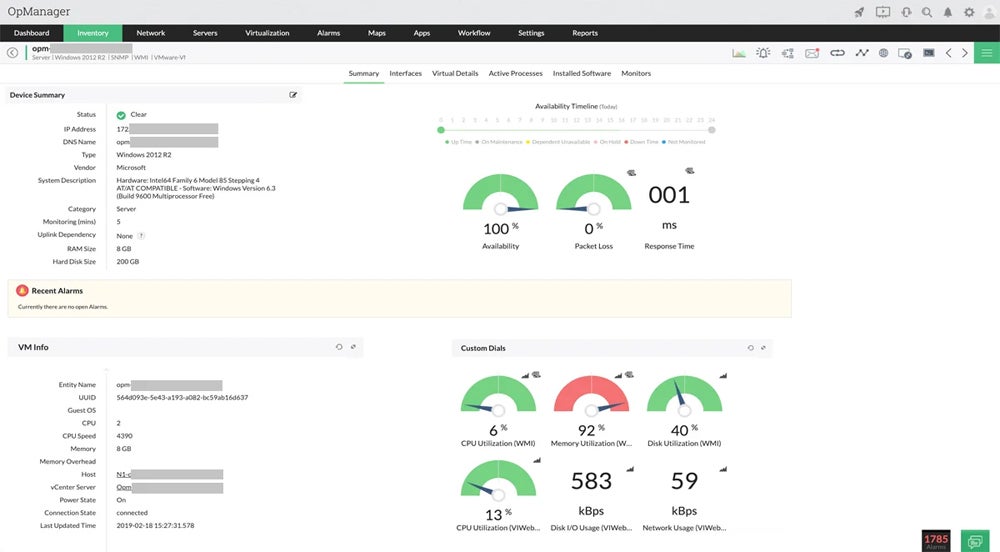 ManageEngine interface.