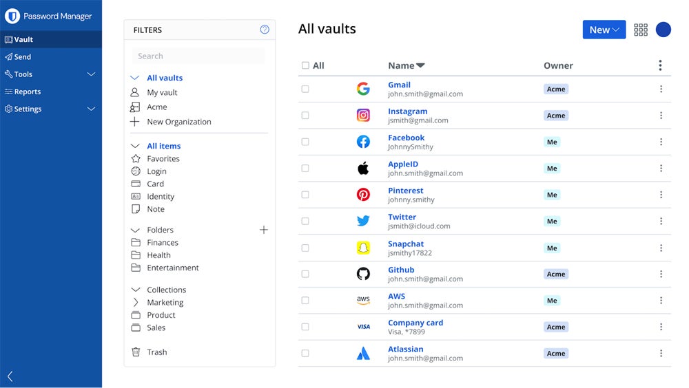 Bitwarden interface.
