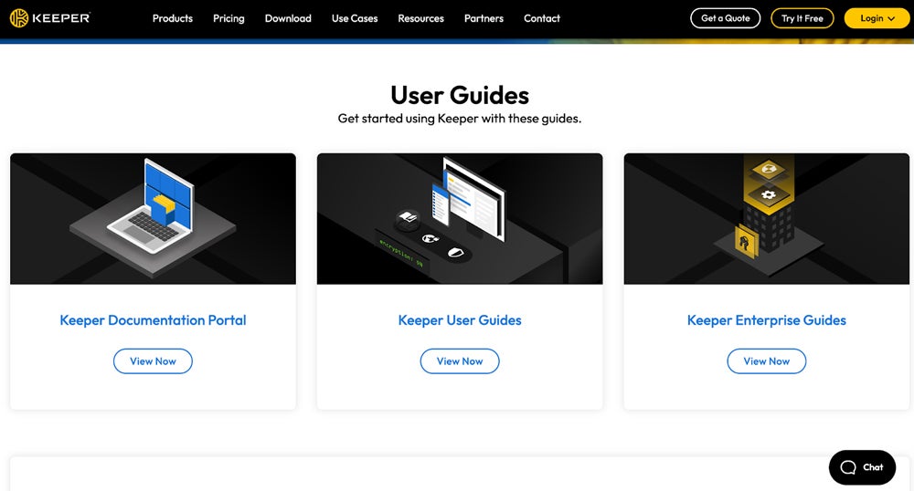 Keeper support page.