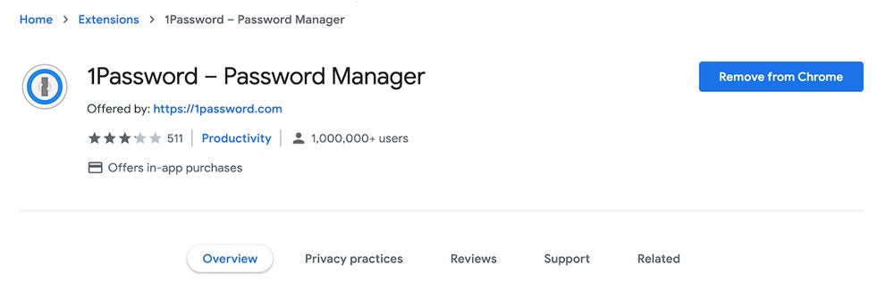 1Password chrome extension.