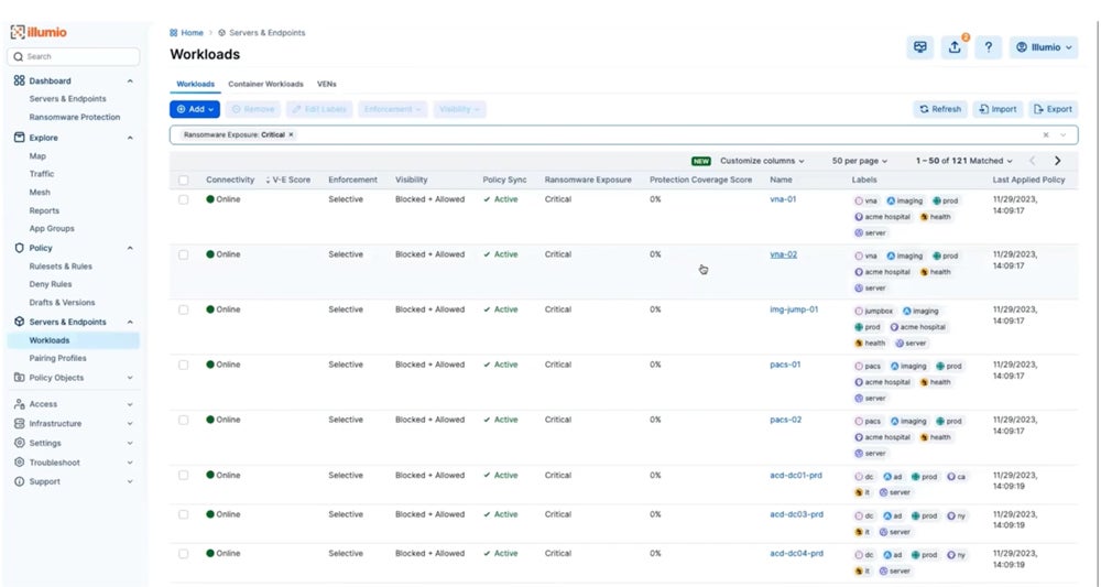 Illumio Core's dashboard.