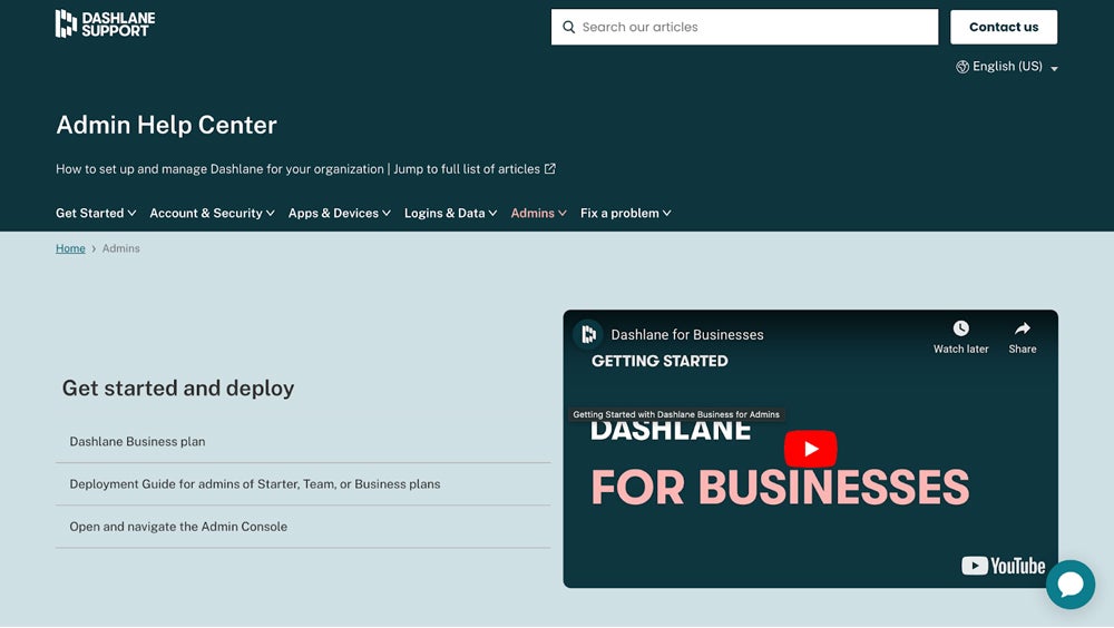 Dashlane support page.