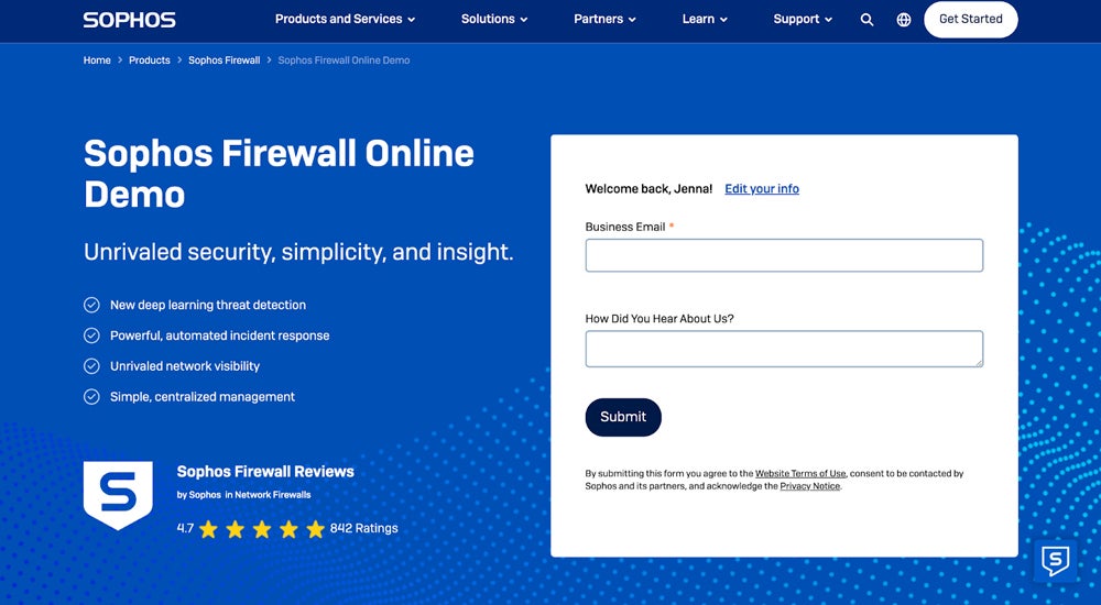 Sophos Firewall demo.