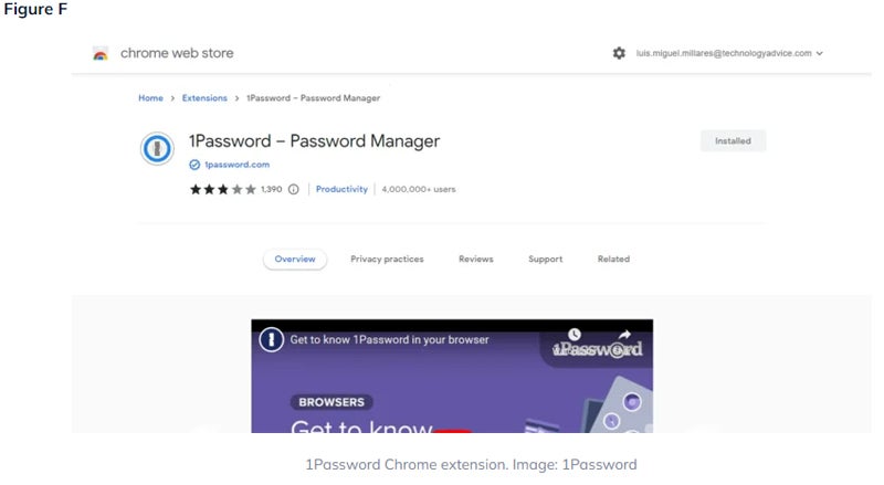 1Password Chrome extension.