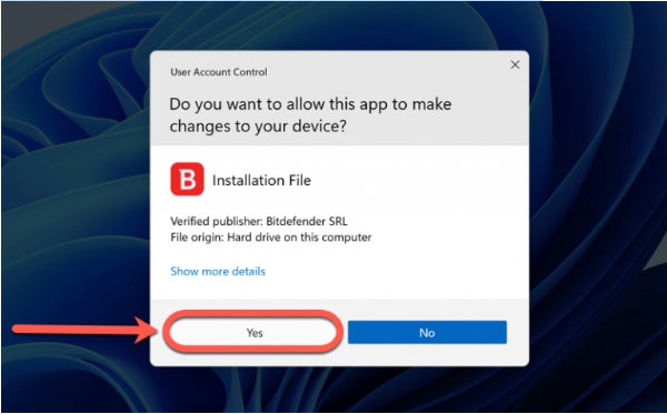 Bitdefender VPN Installation process screenshot.