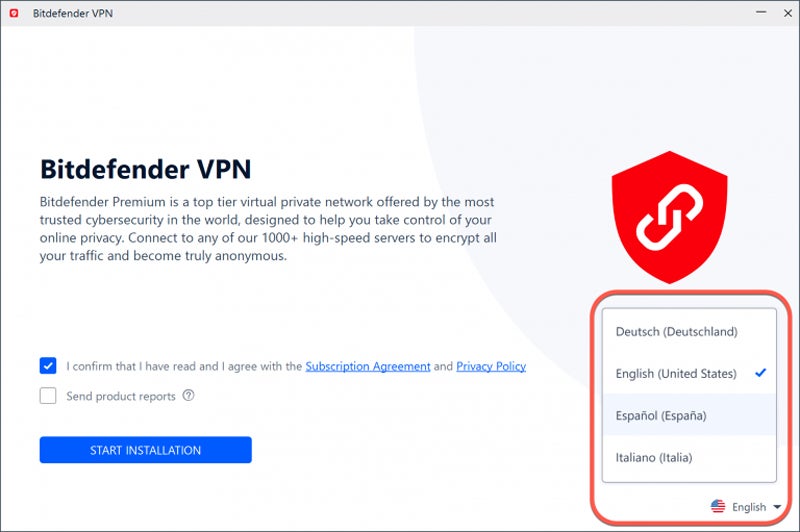 Bitdefender VPN Installation process screenshot.
