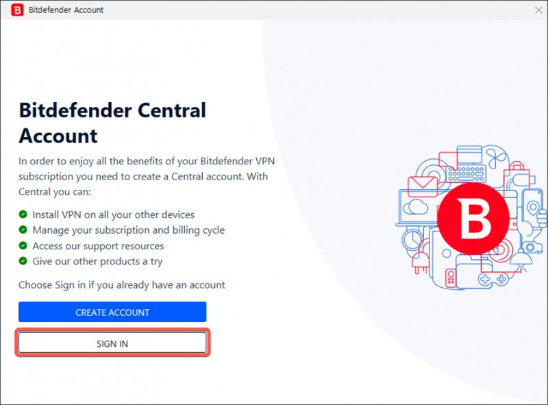 Bitdefender VPN Installation process screenshot.