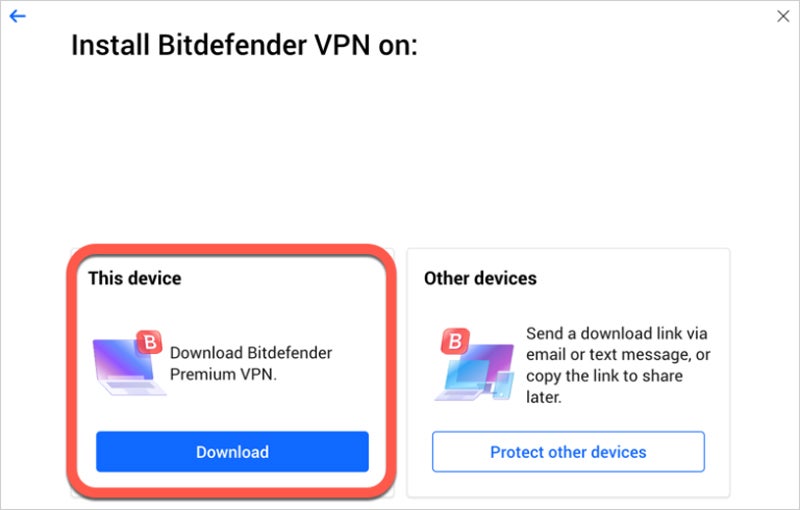 Bitdefender VPN Installation process screenshot.