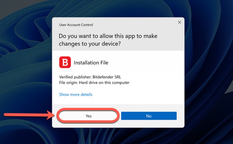 Bitdefender VPN Installation process screenshot.