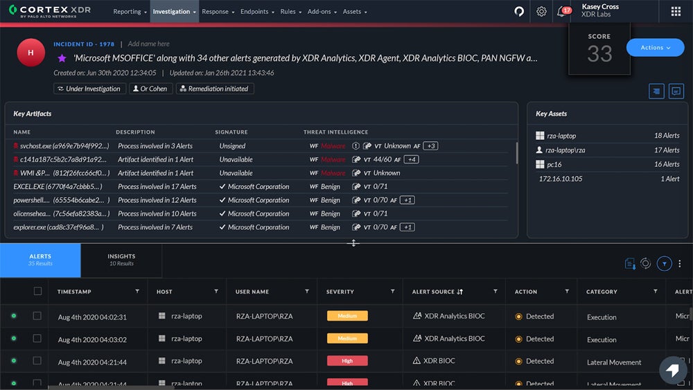 Palo Alto Cortex XDR interface.