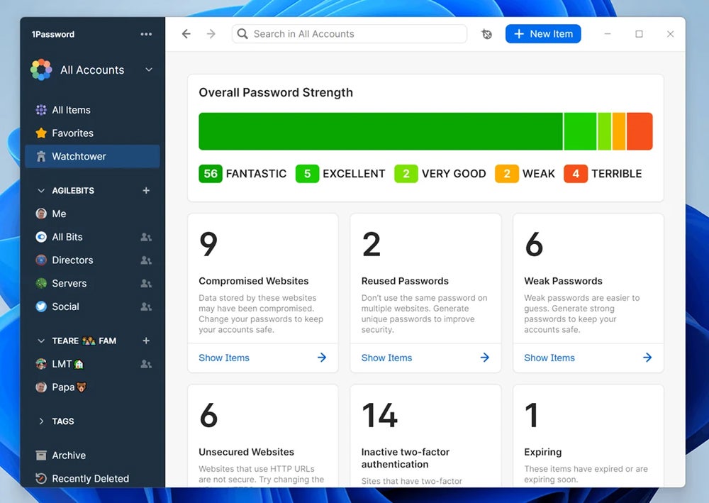 1Password interface.