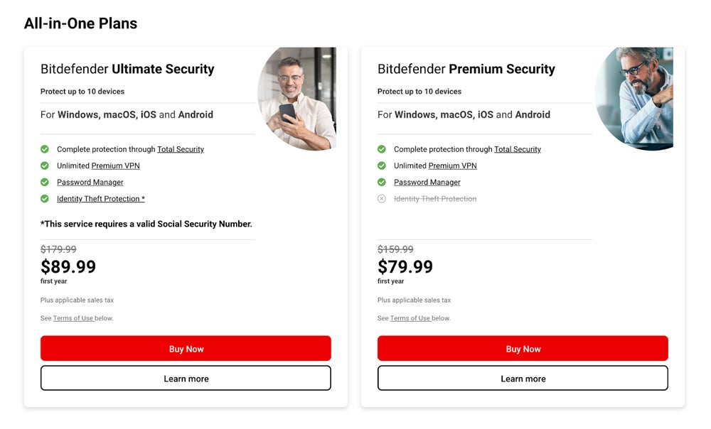 Bitdefender pricing.