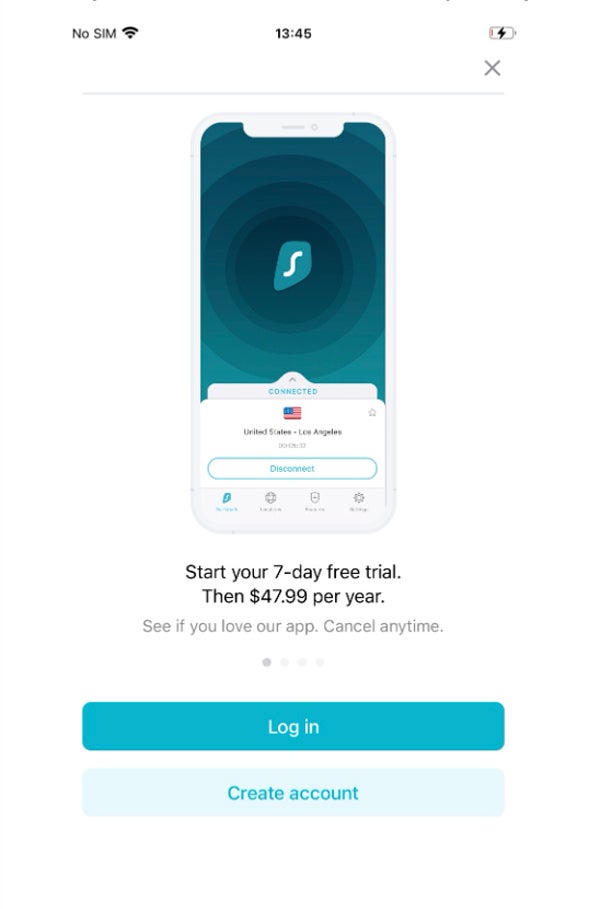 Surfshark on mobile.