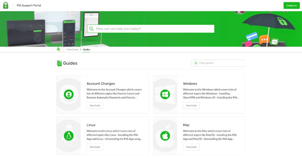 Private Internet Access support portal.