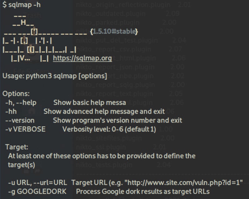 SQLmap screenshot.