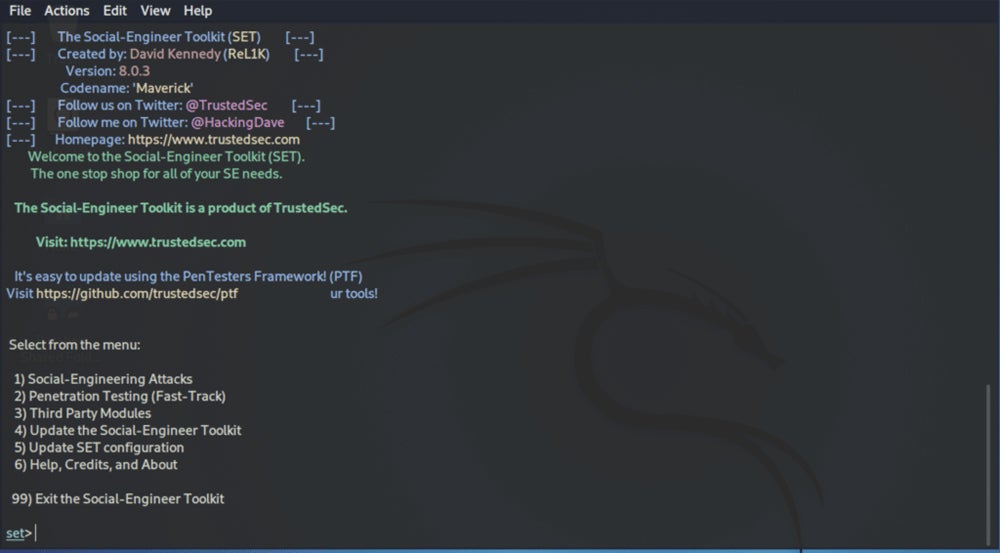 SET screenshot.