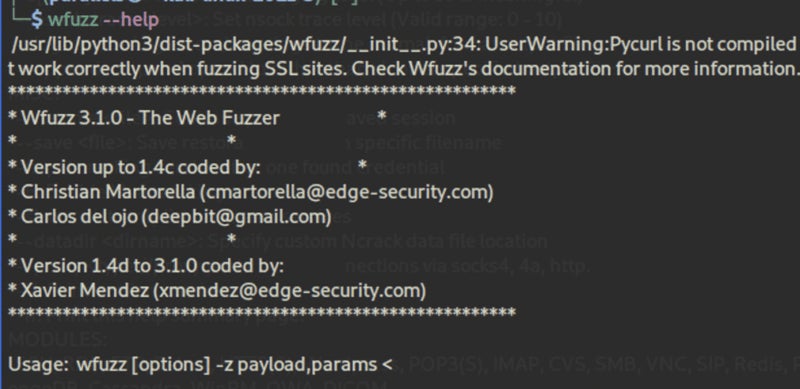Wfuzz screenshot.