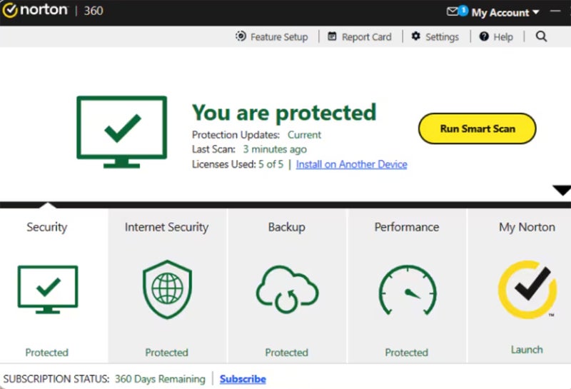 Norton 360 interface.